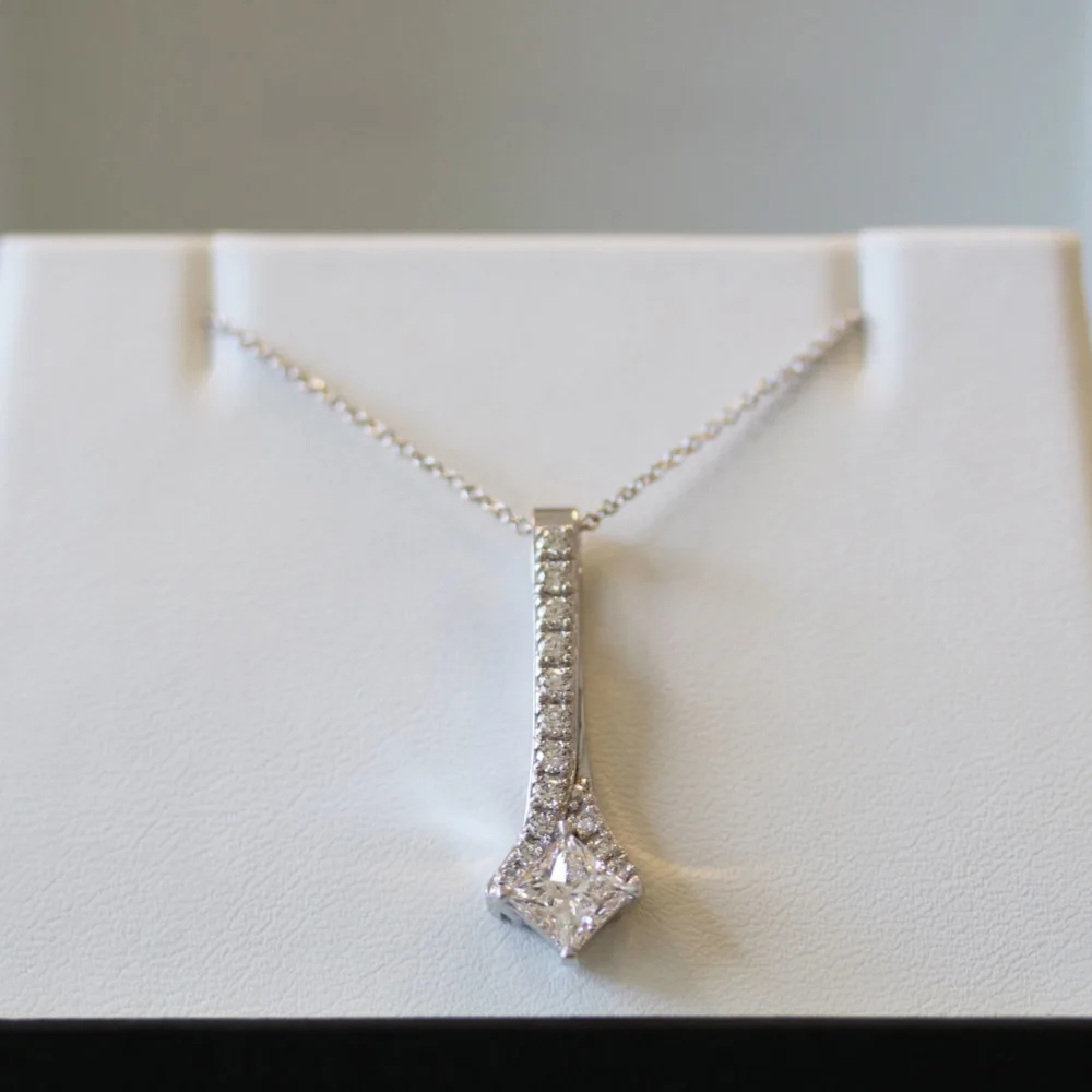 Princess Cut Lab Created Diamond Pendant in Platinum Gift Design-063