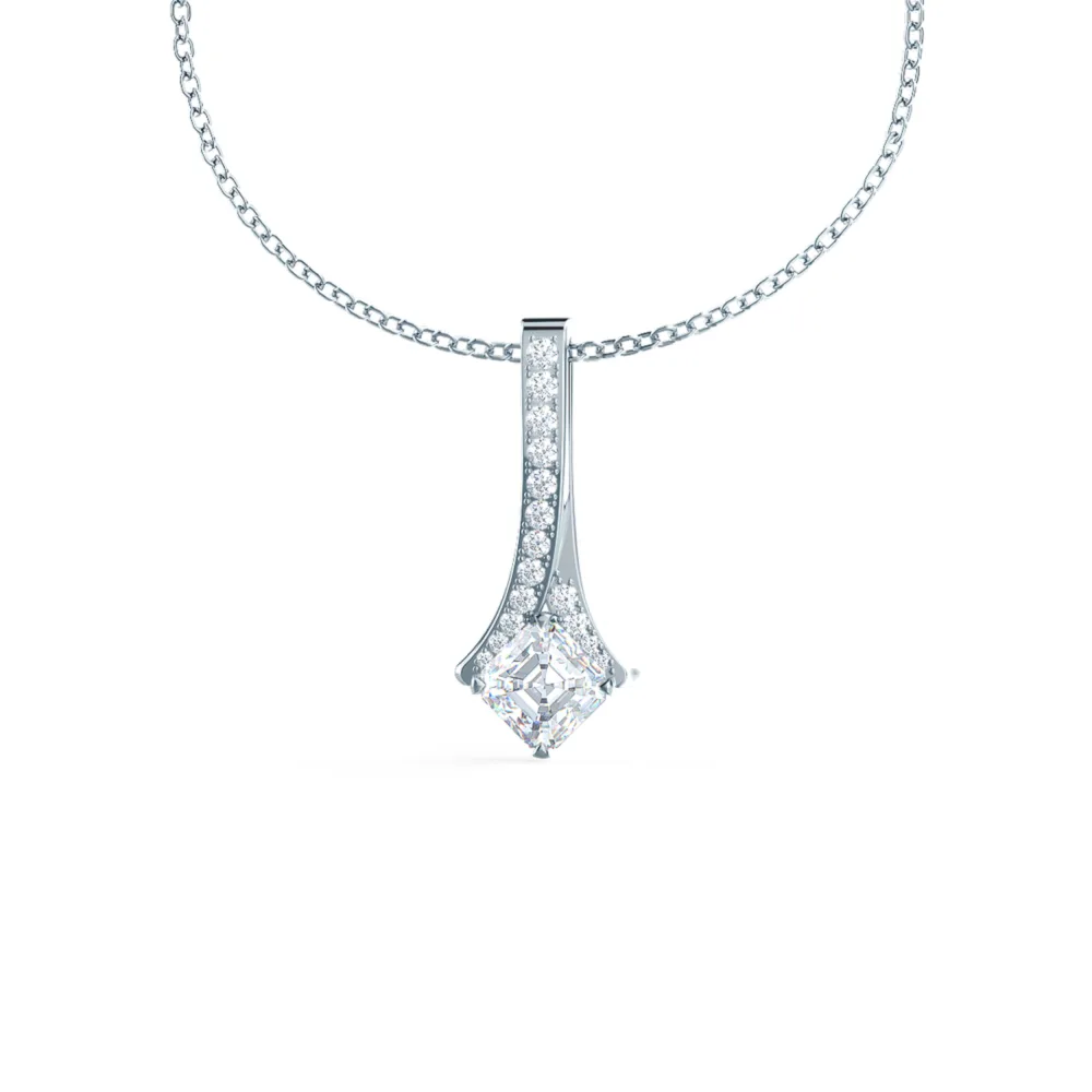 Princess Cut Lab Created Diamond Pendant in Platinum Design-063