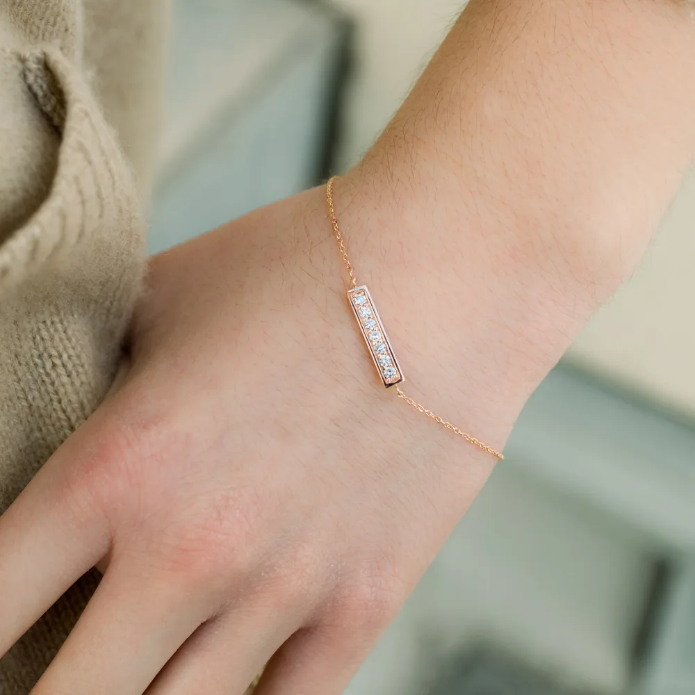 rose gold manmade diamond bar bracelet ada diamonds design ad 123