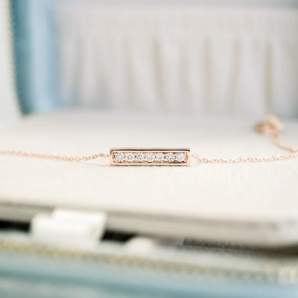 14k rose gold lab diamond bar bracelet ada diamonds design ad 123