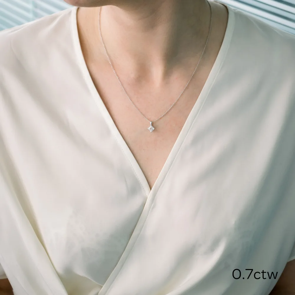 white gold asscher cut lab diamond pendant necklace ada diamonds design ad 228 on model