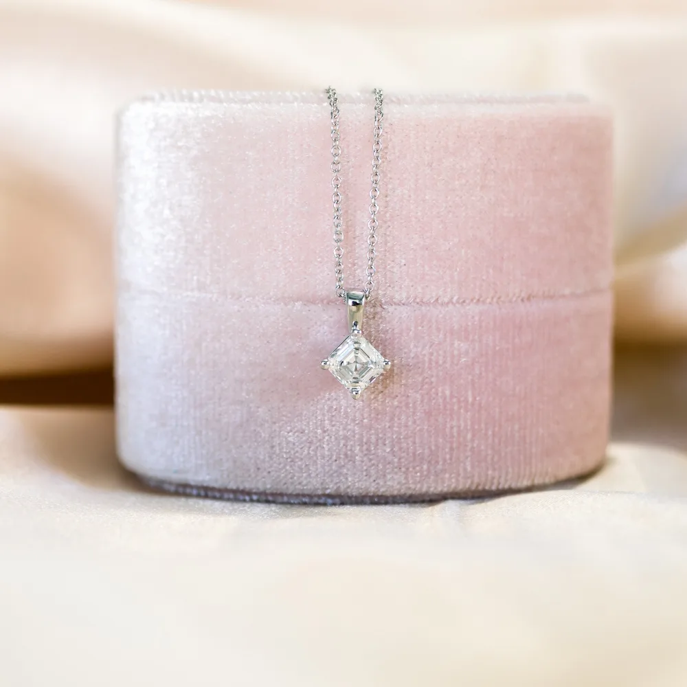 white gold classic asscher lab diamond necklace ada diamonds design ad 228