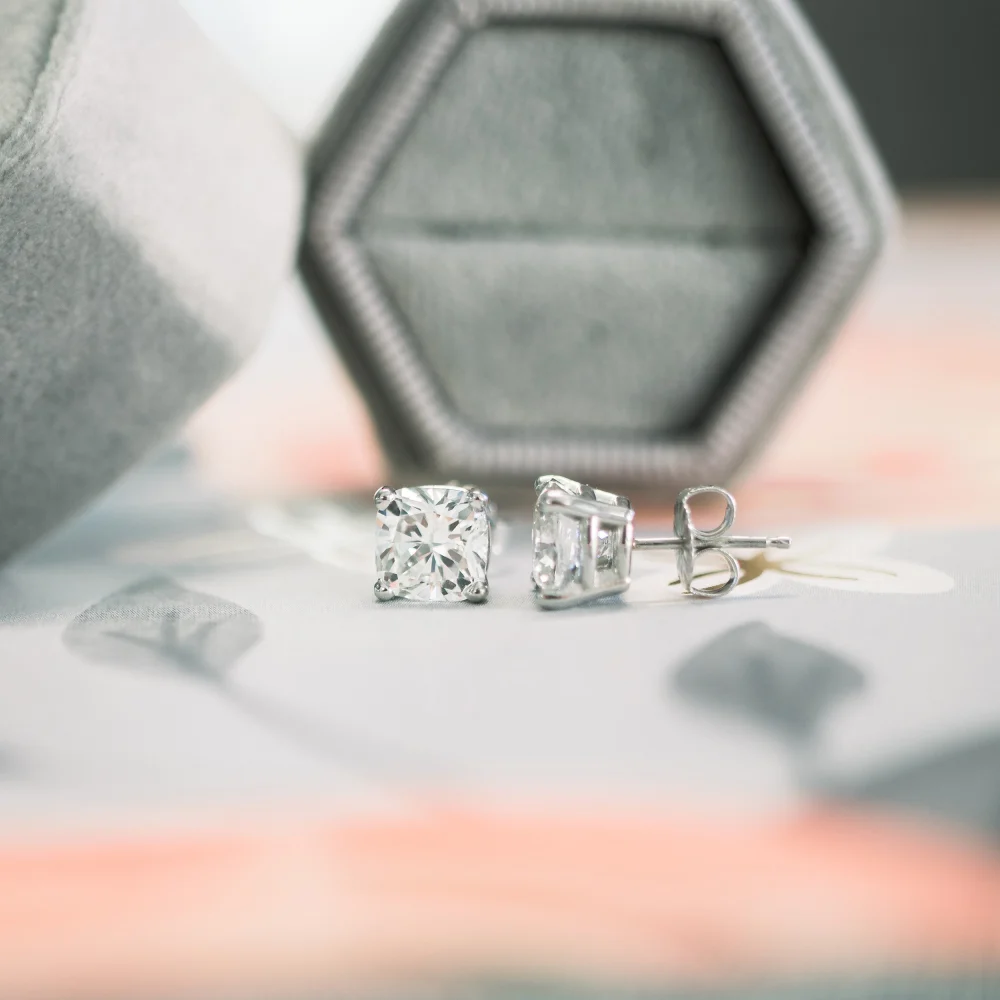 platinum 3 carat cushion cut lab created diamond stud earrings ada diamonds design ad 292