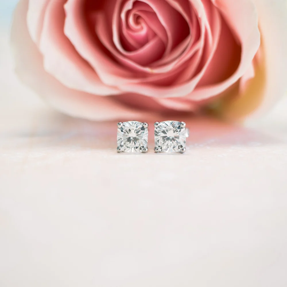 platinum 3 carat cushion cut lab created diamond stud earrings ada diamonds design ad 292