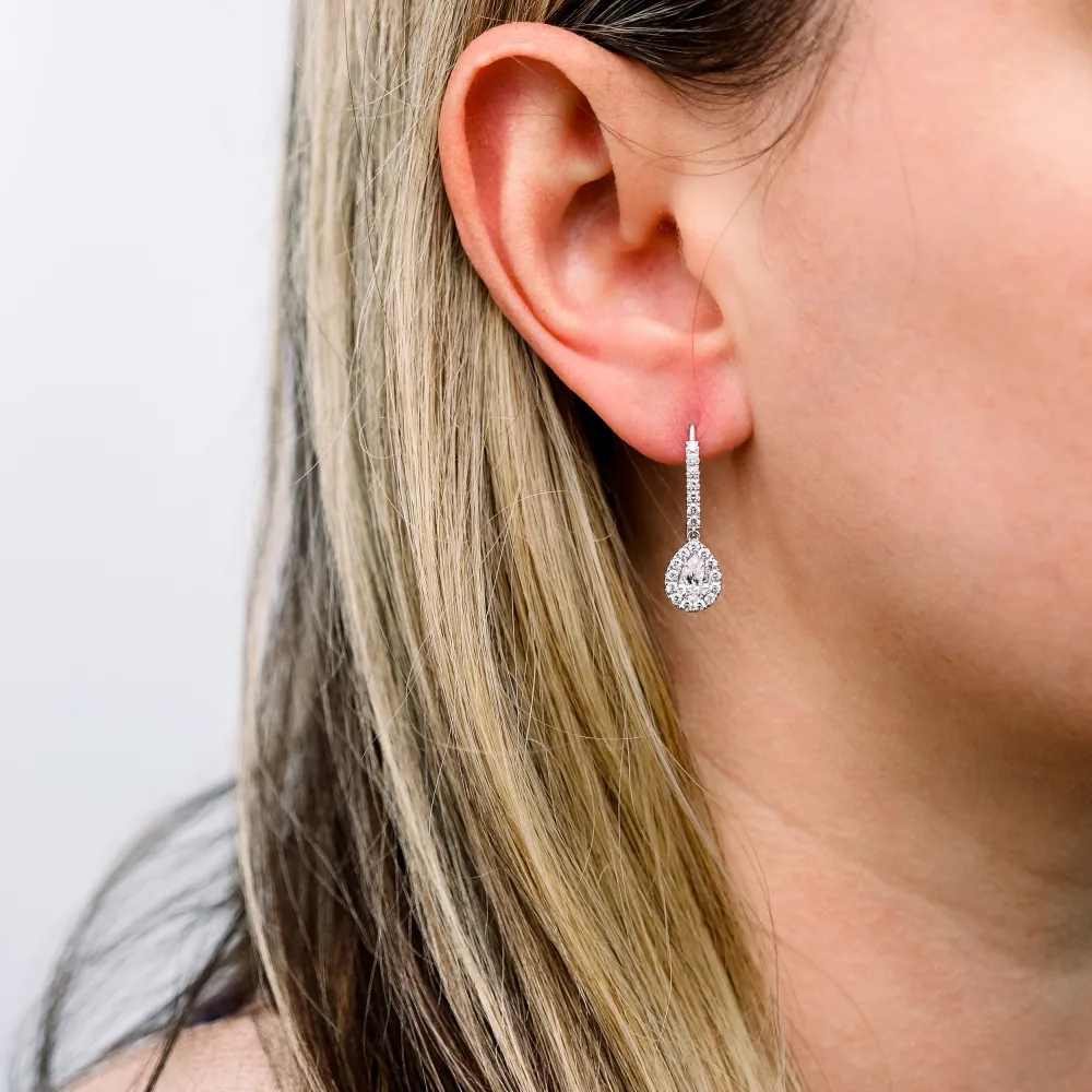 14k white gold pear lab diamond halo earrings ada diamonds design ad 184 on model
