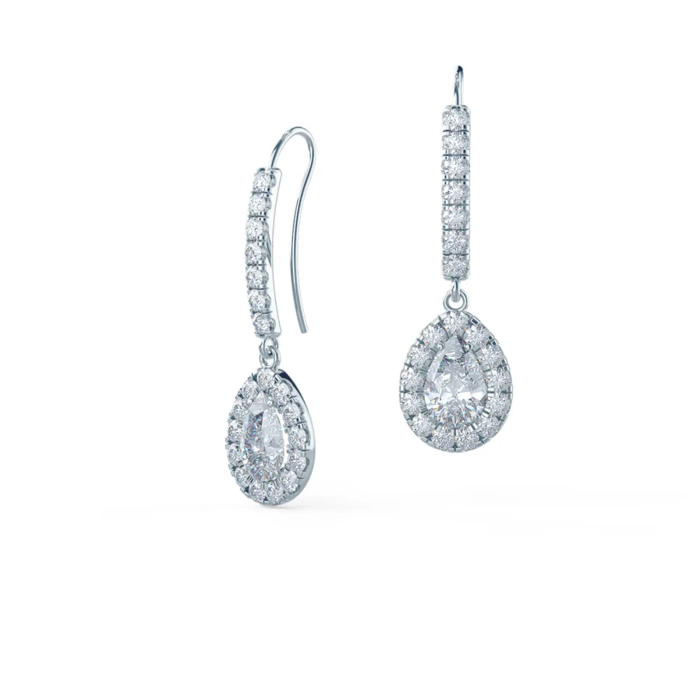 Heavenly Single Halo Lab Created Diamond Dangle Earrings in Platinum Design-184