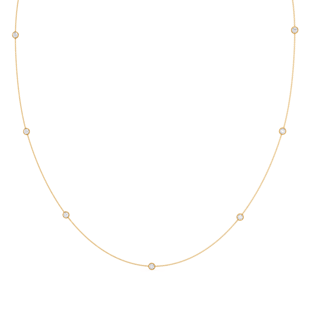 Seven Bezel cosmopolitan necklace made in yellow gold with laboratory made diamonds ADA Diamonds design design ad 228
