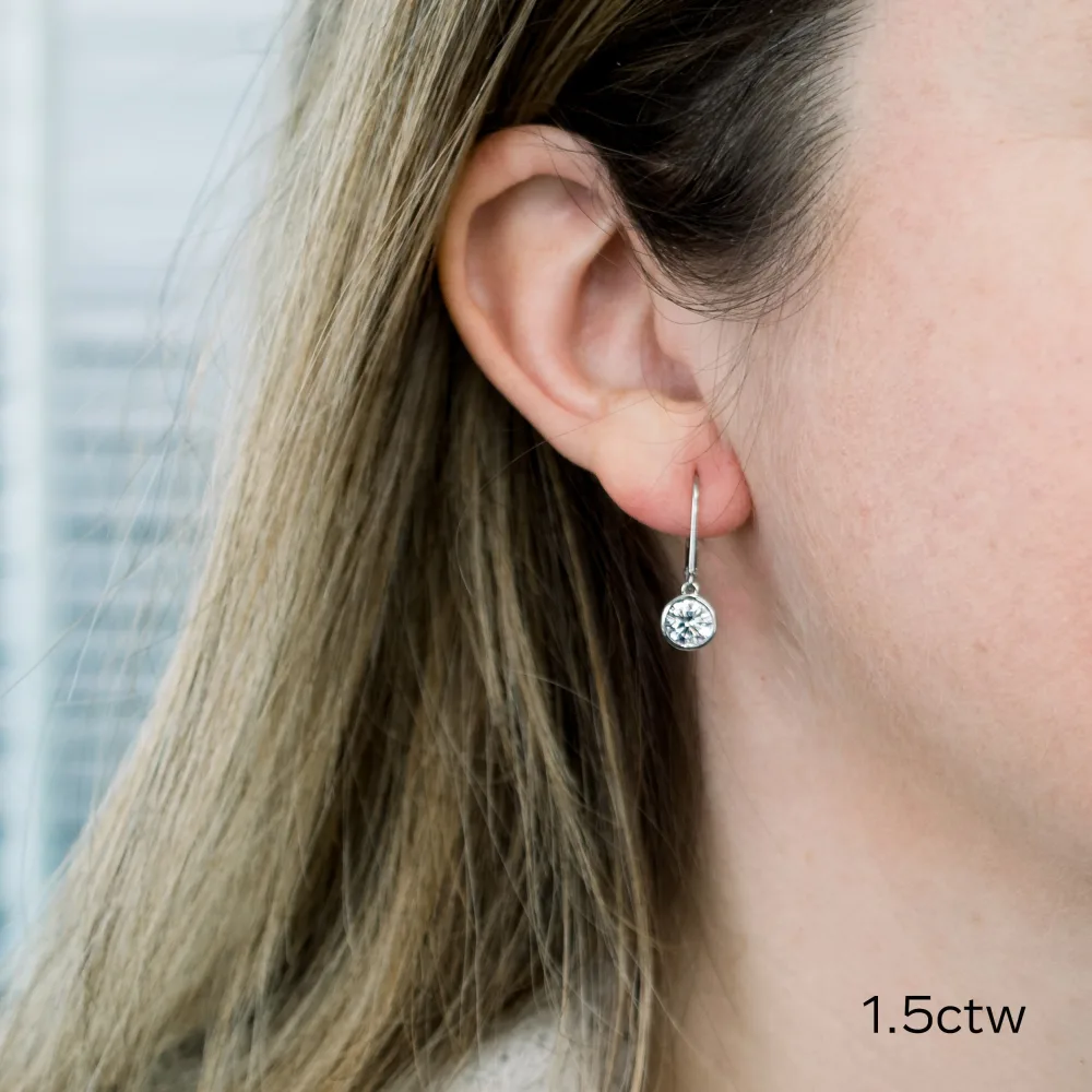 platinum round lab diamond bezel set earrings ada diamonds design ad 005