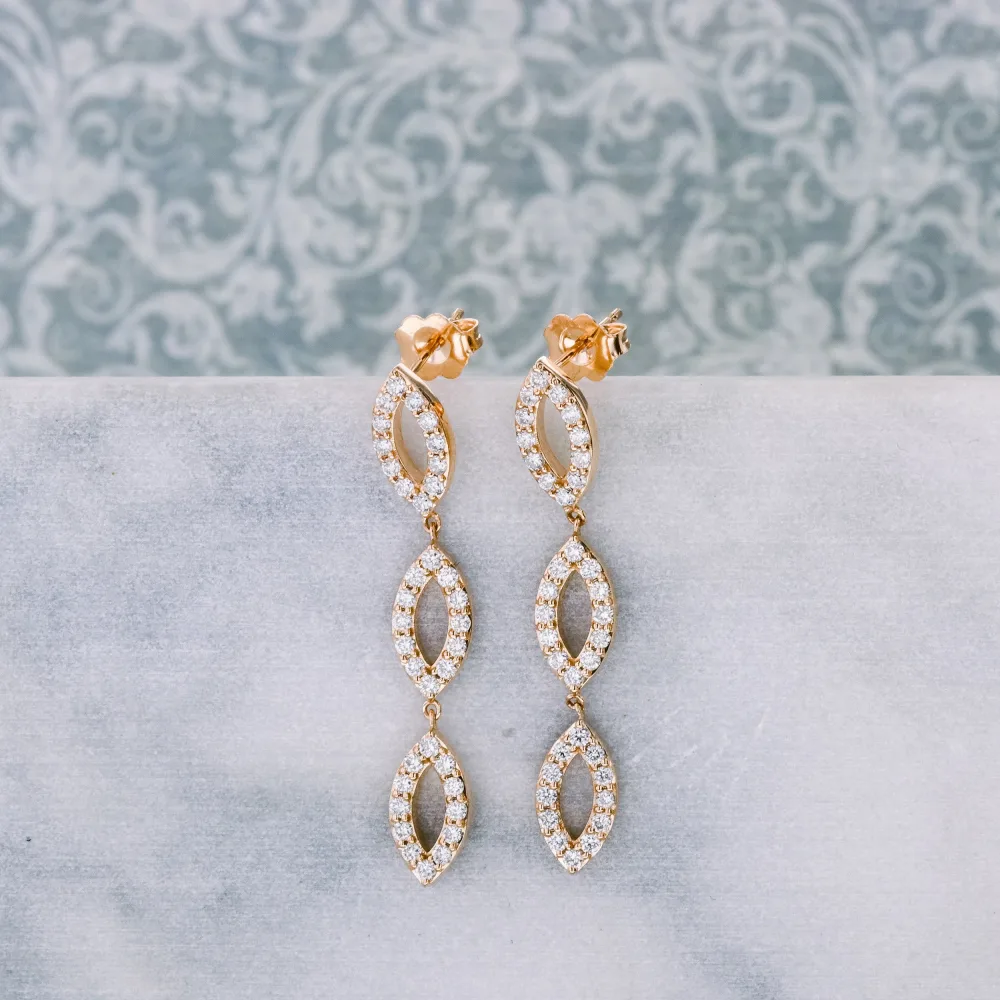 14k rose gold open marquise lab diamond drop earrings ada diamonds design ad 016