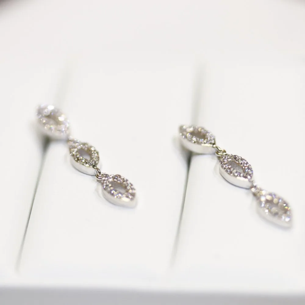 marquise drop earrings in white gold