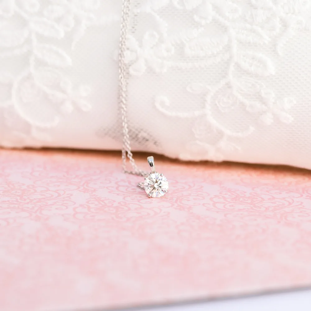 white gold 0.75 ct round lab diamond solitaire pendant ada diamonds design ad011