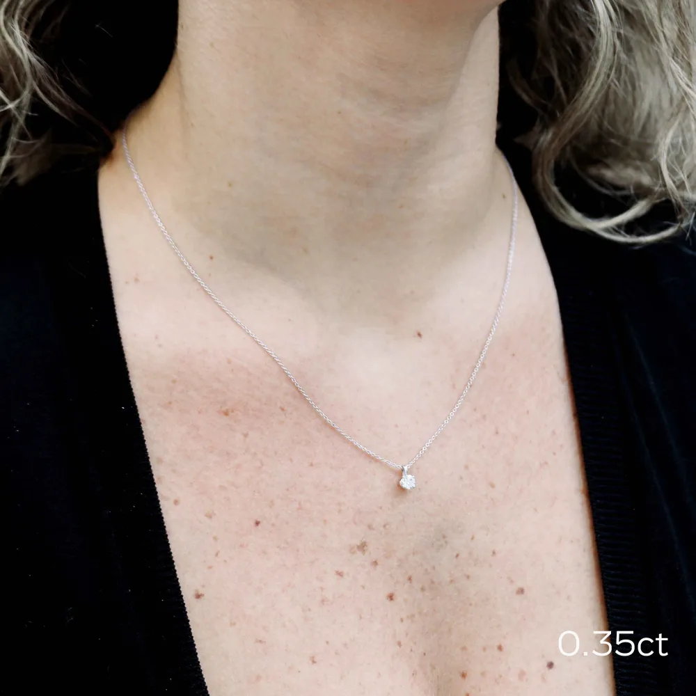 round lab diamond solitaire pendant necklace