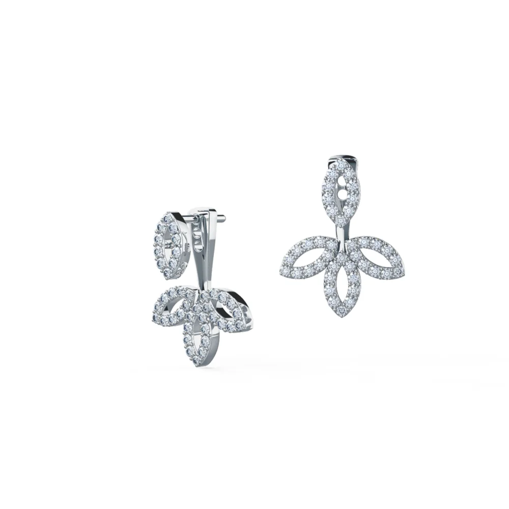 Marquise Flower Lab Created Diamond Drop Earring Jackets in Platinum Design-026