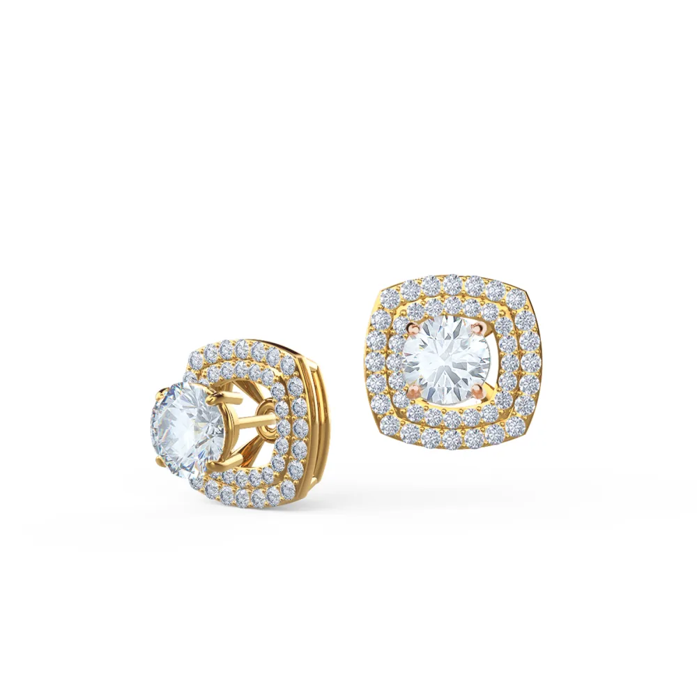 Heavenly Double Halo Lab Created Diamond Earring Jackets in Yellow Gold Design-030