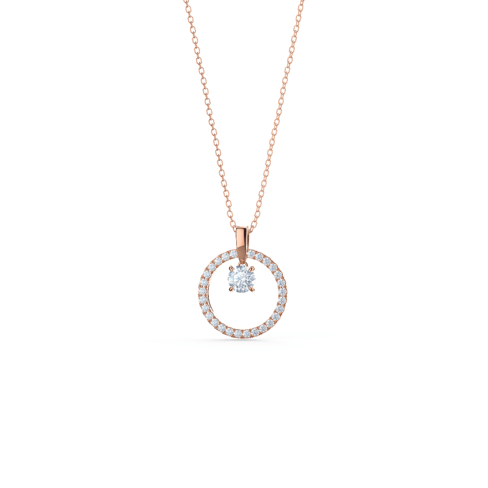 Karma Floating Open Circle Lab Created Diamond Necklace in Rose Gold Design-035