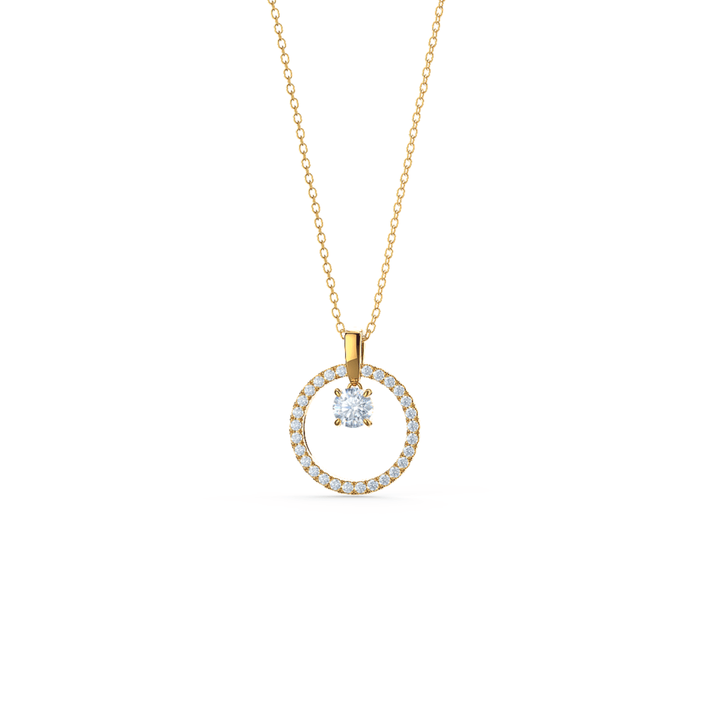 Karma Floating Open Circle Lab Created Diamond Necklace in Yellow Gold Design-035