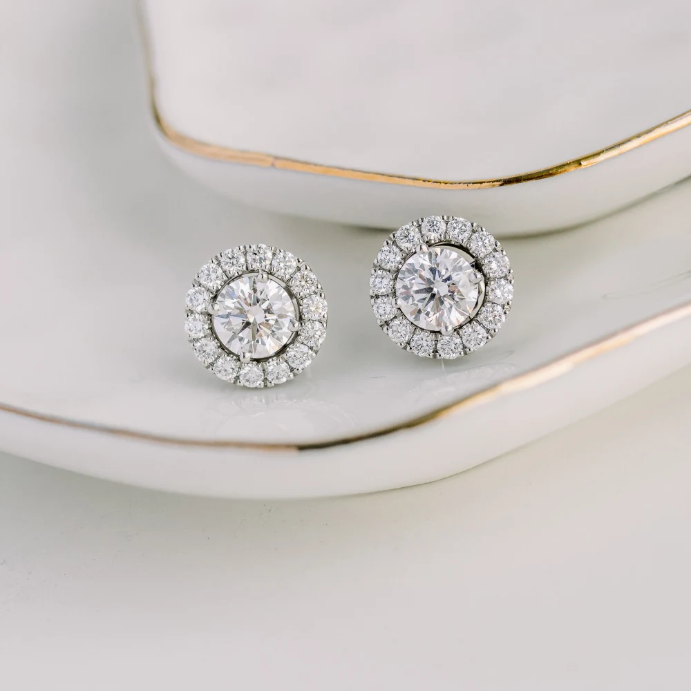halo lab diamond earring jackets in platinum ada diamonds design ad 029