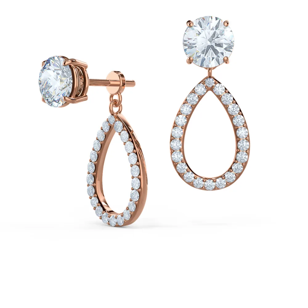 Brilliant Open Pear Lab Created Diamond Earring Jackets in Rose Gold Design-028