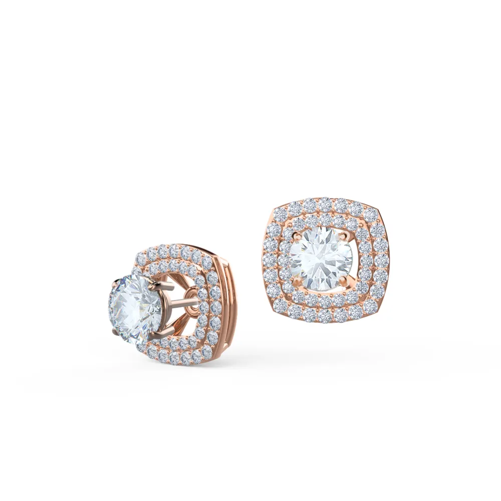 Heavenly Double Halo Lab Created Diamond Earring Jackets in Rose Gold Design-030
