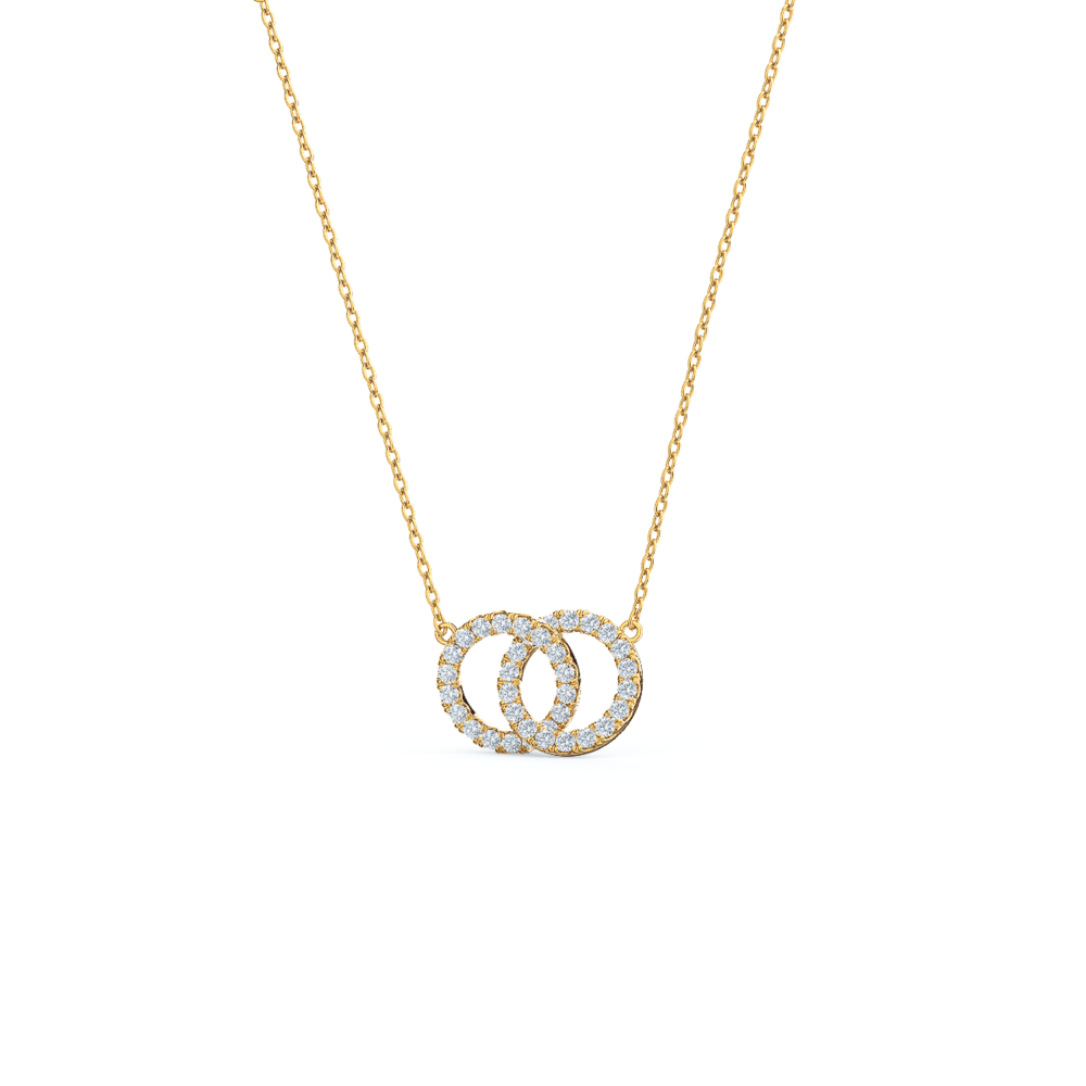 Interlocking Open Circle Double Karma Lab Created Diamond Necklace in Yellow Gold Design-034
