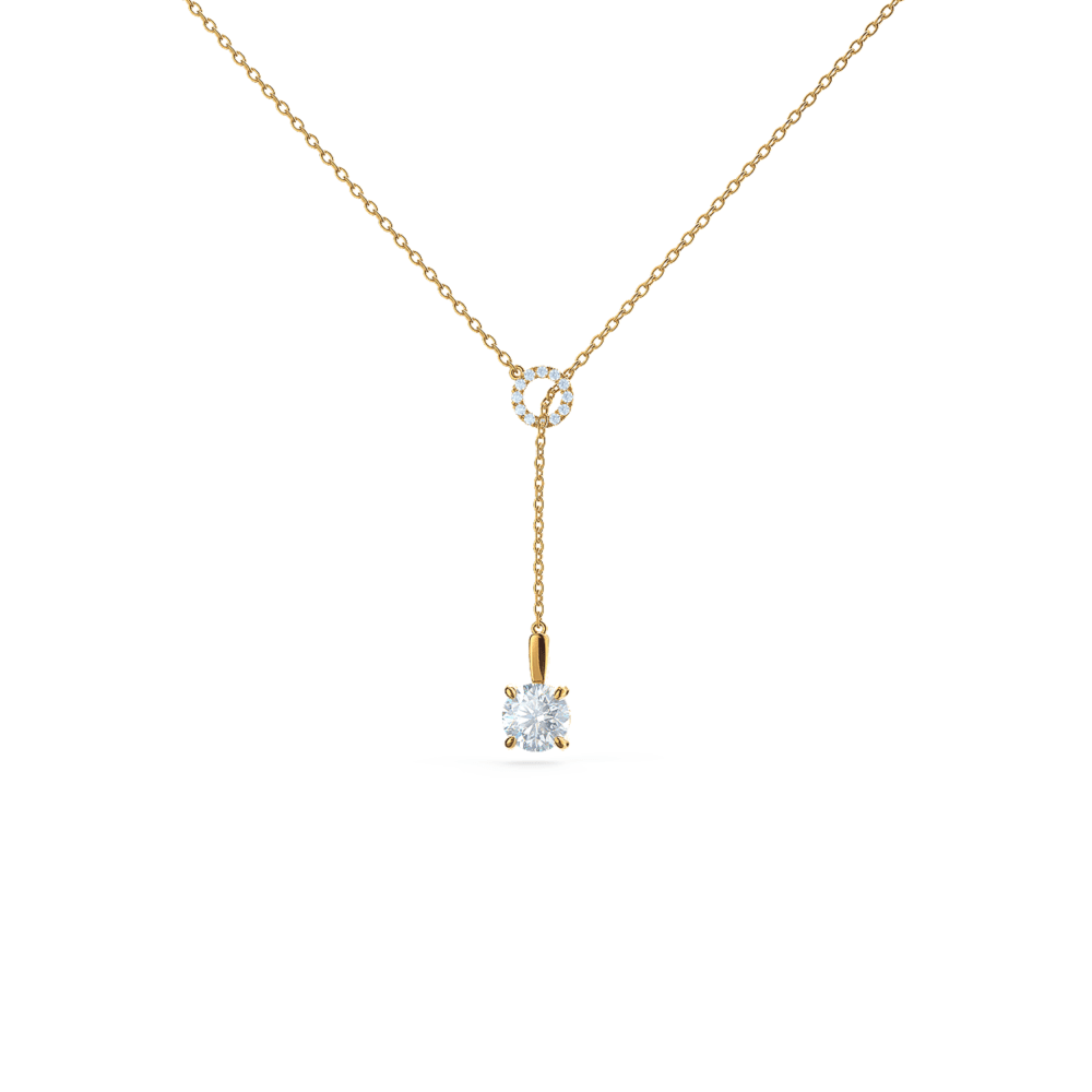 Open Lariat Lab Created Diamond Drop Necklace in Yellow Gold Design-036