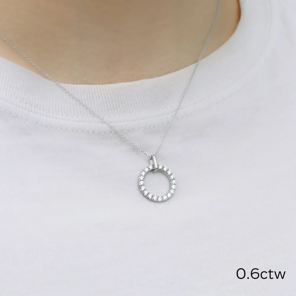 platinum 0.6ct circular lab diamond pendant necklace ada diamonds design ad033 on model