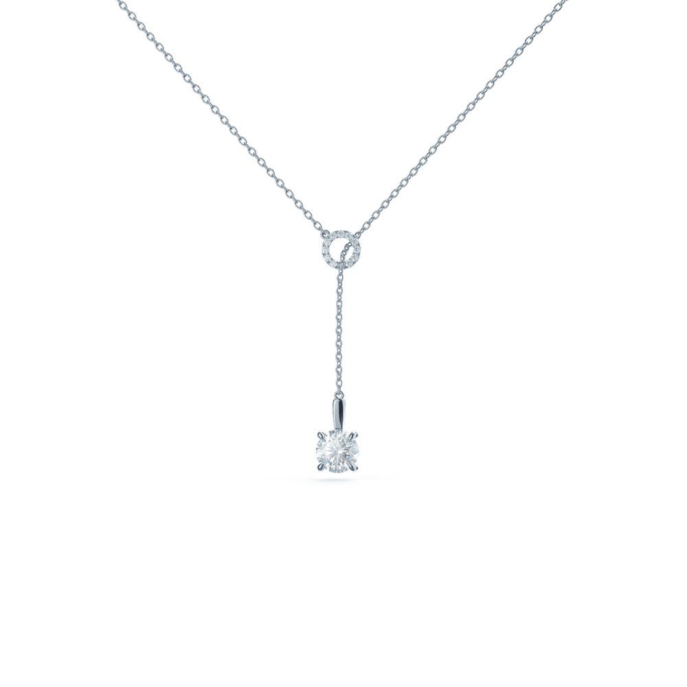 Open Lariat Lab Created Diamond Drop Necklace in Platinum Design-036