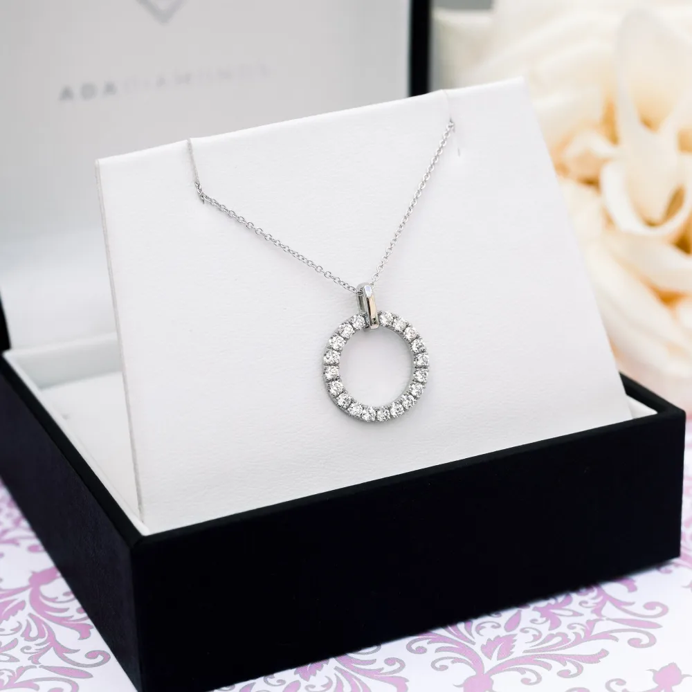 14k white gold lab diamond round necklace ada diamonds design ad 033