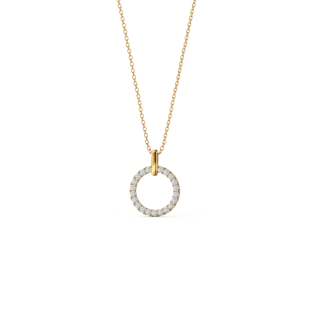 Karma Open Circle Lab Created Diamond Necklace in Yellow Gold Design-033