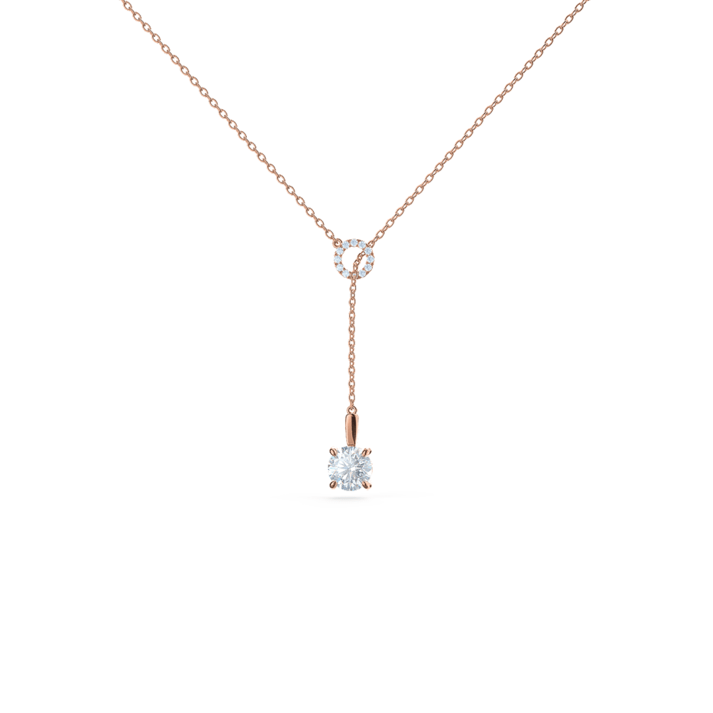 Open Lariat Lab Created Diamond Drop Necklace in Rose Gold Design-036
