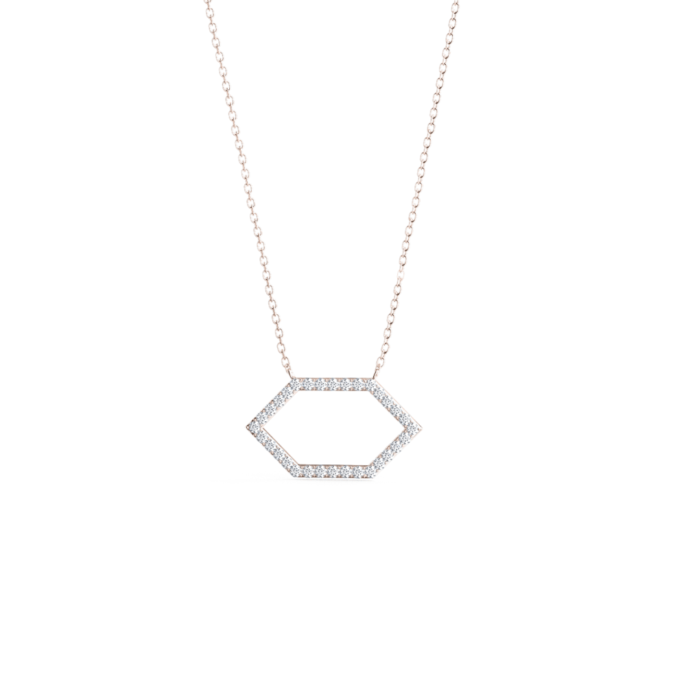 Open Hexagon 6th Element Lab Created Diamond Necklace in Yellow Gold Design-043
