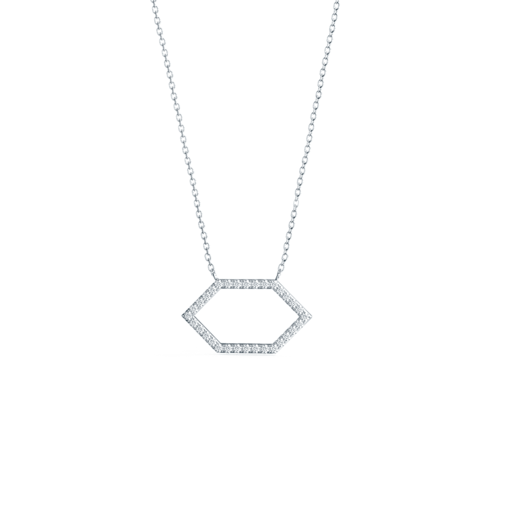 Open Hexagon 6th Element Lab Created Diamond Necklace in Platinum Design-043