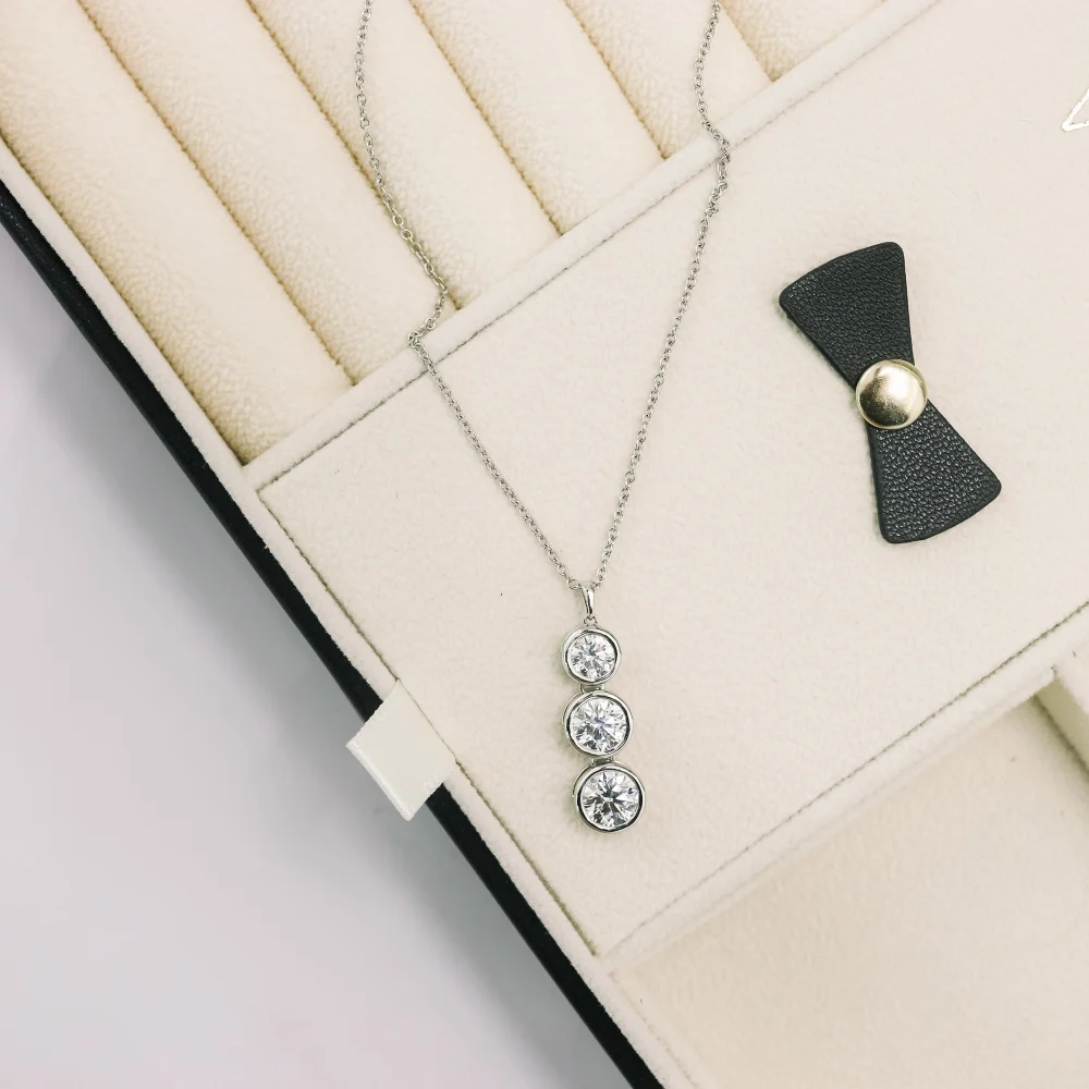 18k white gold 2 carat lab grown diamond three stone cosmopolitan drop necklace ada diamonds design ad 037