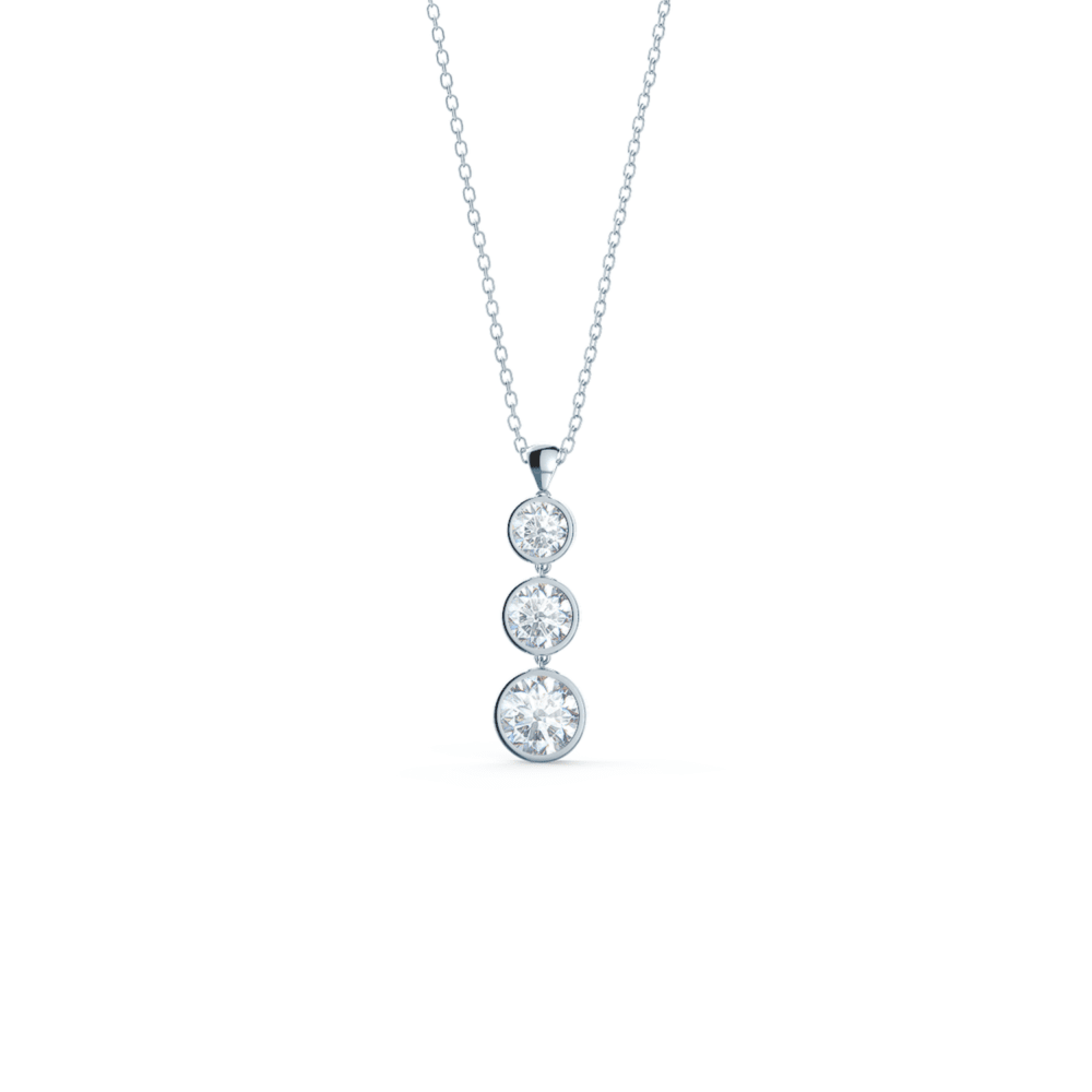 Triple Bezel Lab Created Diamond Necklace in Platinum Design-037