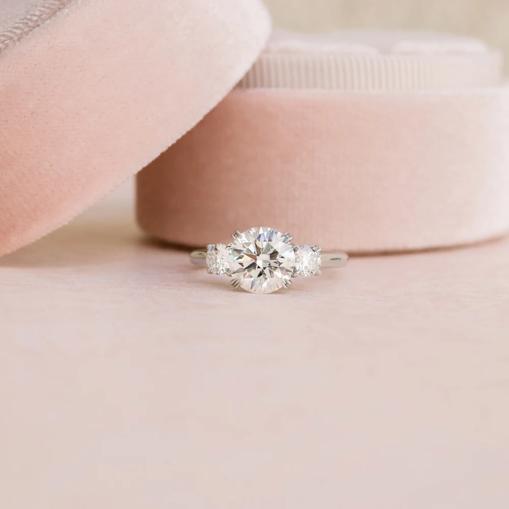 Round Three Stone Diamond Engagement Ring