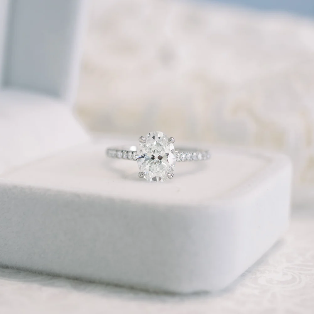 Oval Cathedral Pavé Diamond Engagement Ring