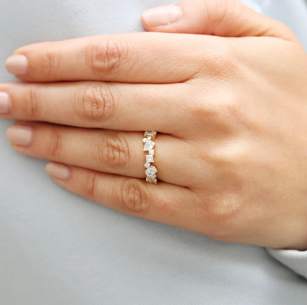 Custom Multi Shape Lab Diamond Eternity Wedding Ring AD181