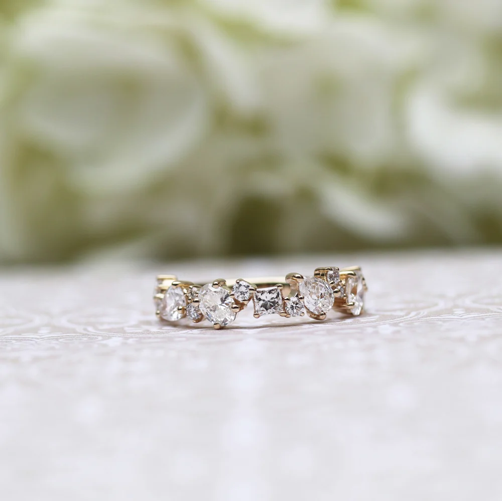 Custom Pear Princess Round Lab Created Diamond Eternity Wedding Ring AD181