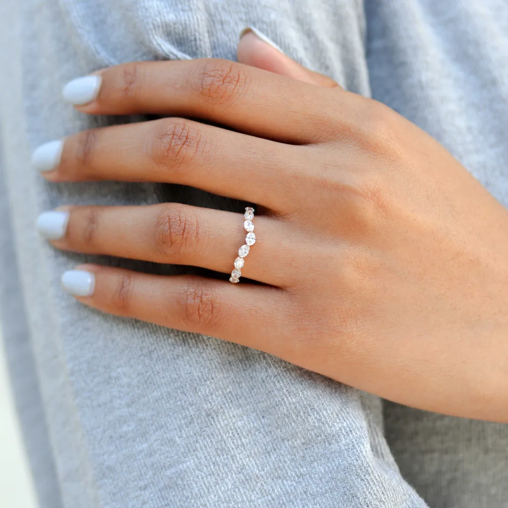 Custom One Carat East West Oval Lab Diamond Wedding Ring Ada Diamonds AD-181