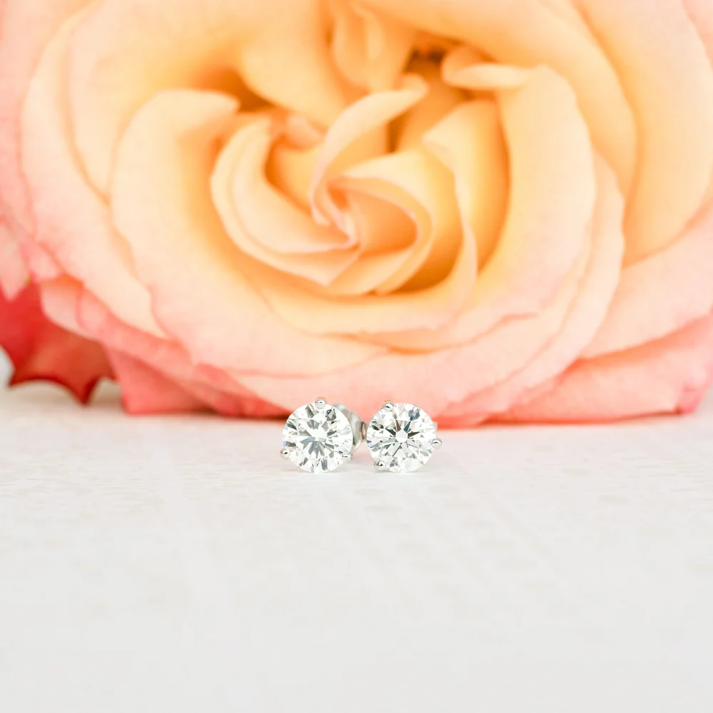 one carat round white gold martini lab diamond stud earrings ada diamonds design ad252