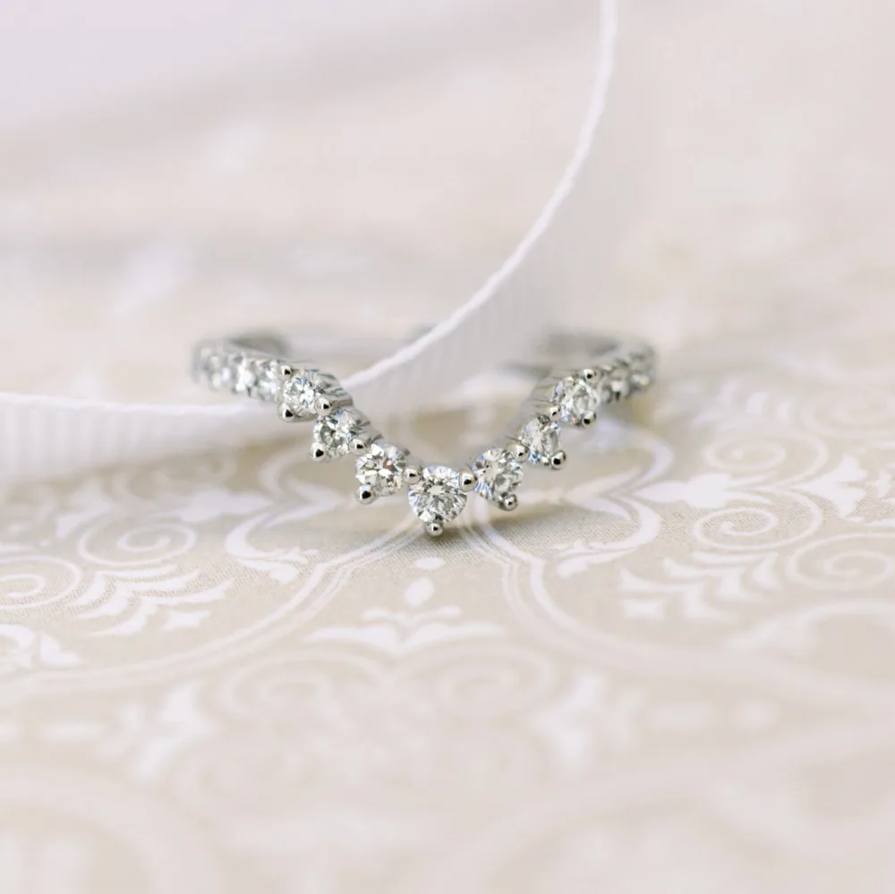 Platinum Nesting Wedding Band with Lab Diamonds in 3/4 Coverage Ada Diamonds Design AD-262