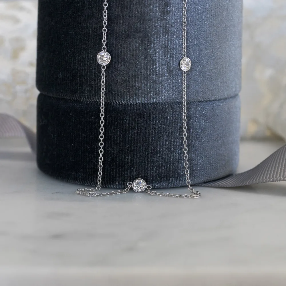 three quarter carat bezel set seven stone lab diamond necklace ada diamonds design ad 228 macro