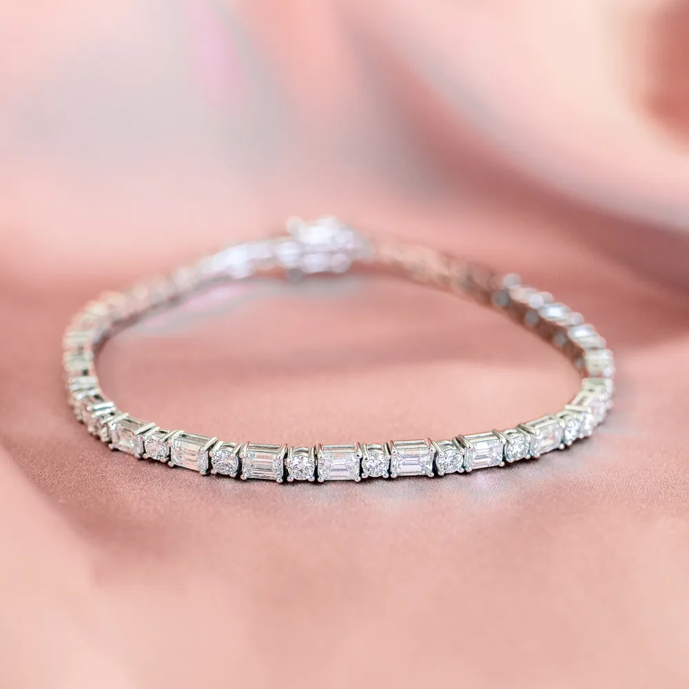 18k white gold 5.5 ct tennis bracelet with round and emerald cut laboratory grown diamonds ada diamonds design ad265