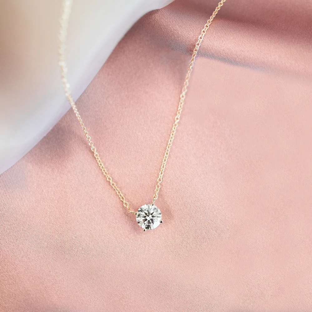 14k yellow gold 3/4 carat round lab diamond pendant necklace ada diamonds design ad 384 macro