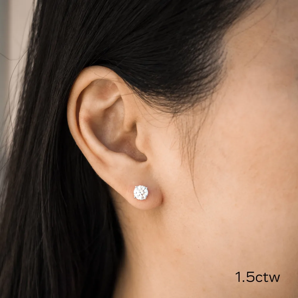 1.5 ct round manmade diamond stud earrings platinum ada diamonds