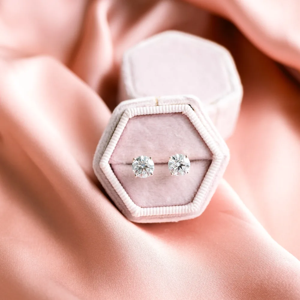 14k rose gold 2 carat round lab diamond stud earrings ada diamonds design ad 001 macro