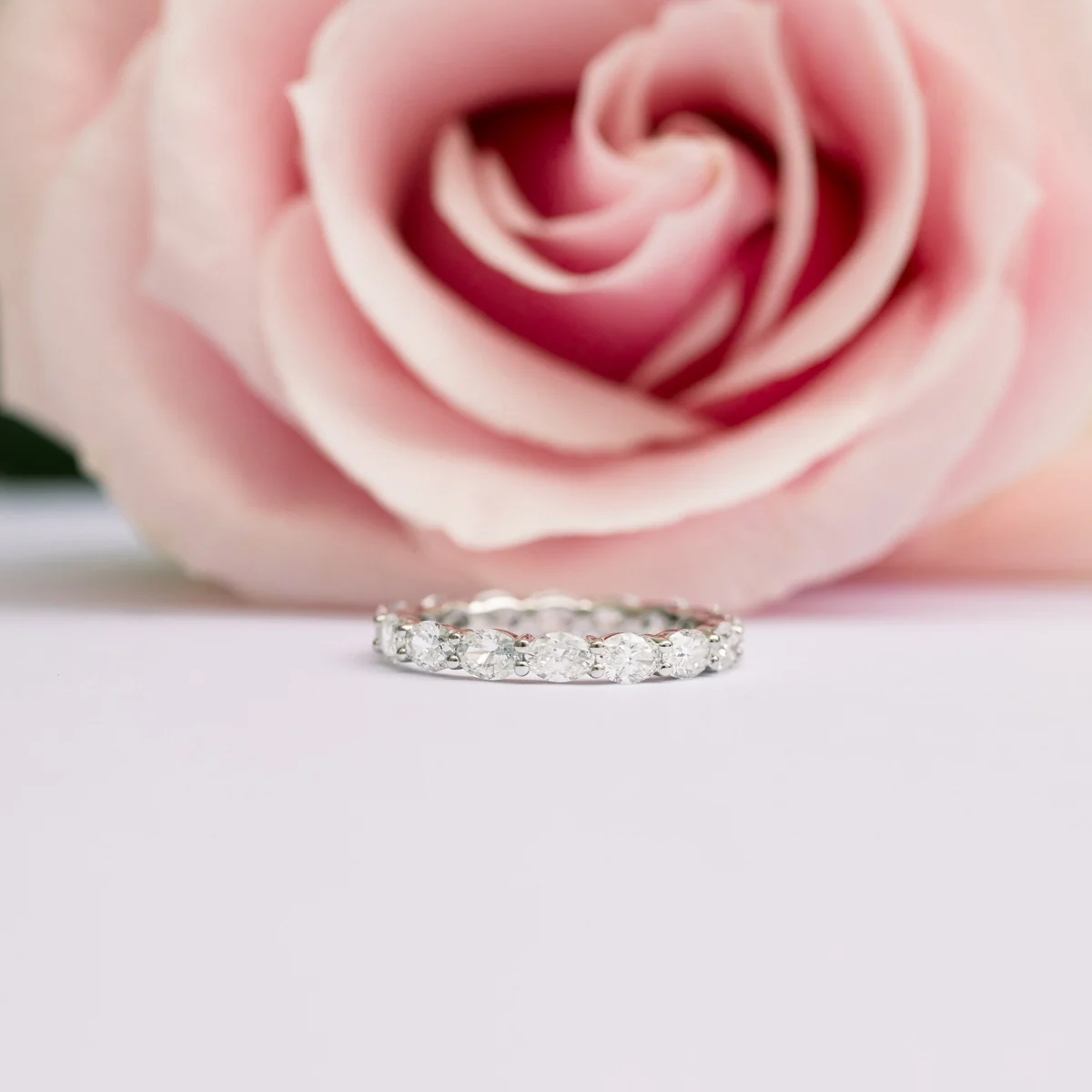 Pink Oval Diamond Eternity Finger Ring