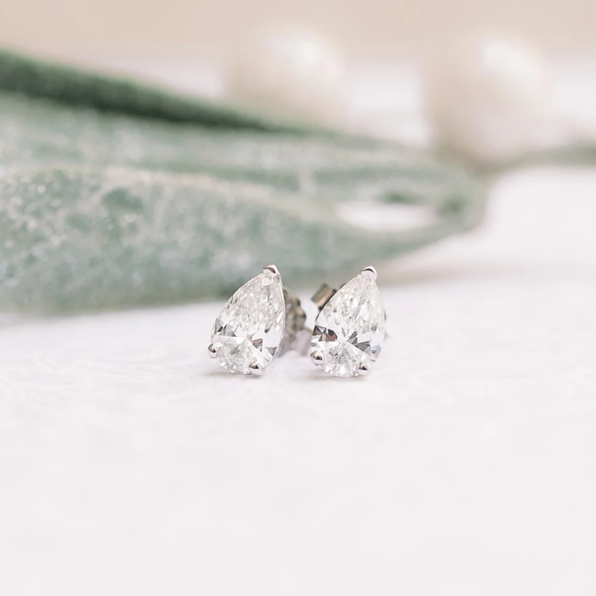 Pear-Shape Natural Diamond Stud Earrings .25cttw