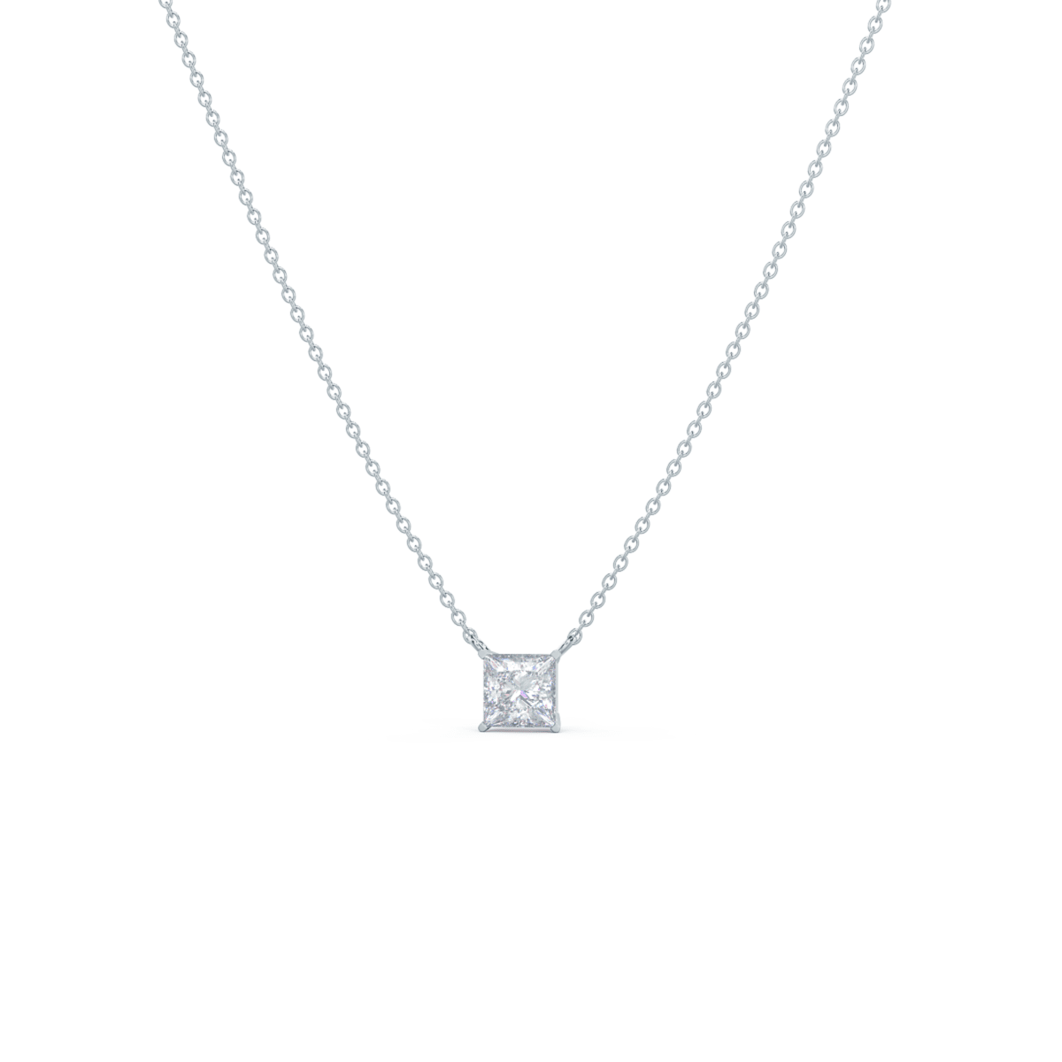 Lab-Created Diamonds by KAY Princess-Cut Solitaire Necklace 1/2 ct tw 14K  White Gold 19