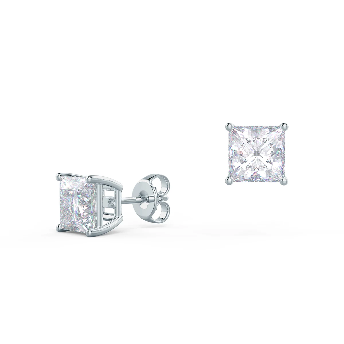 14k Square Cut Diamond Earring - Single Stud